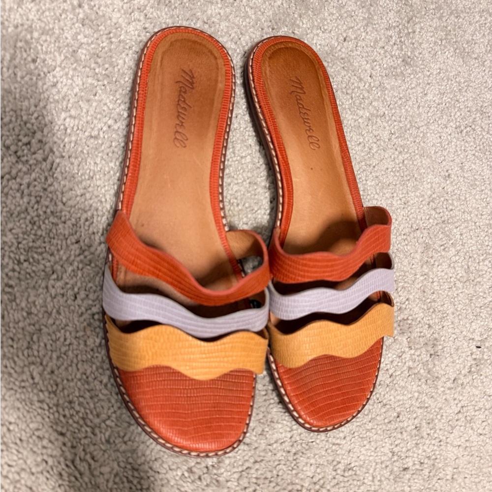 Madewell Orange and Yellow Striped Sandals